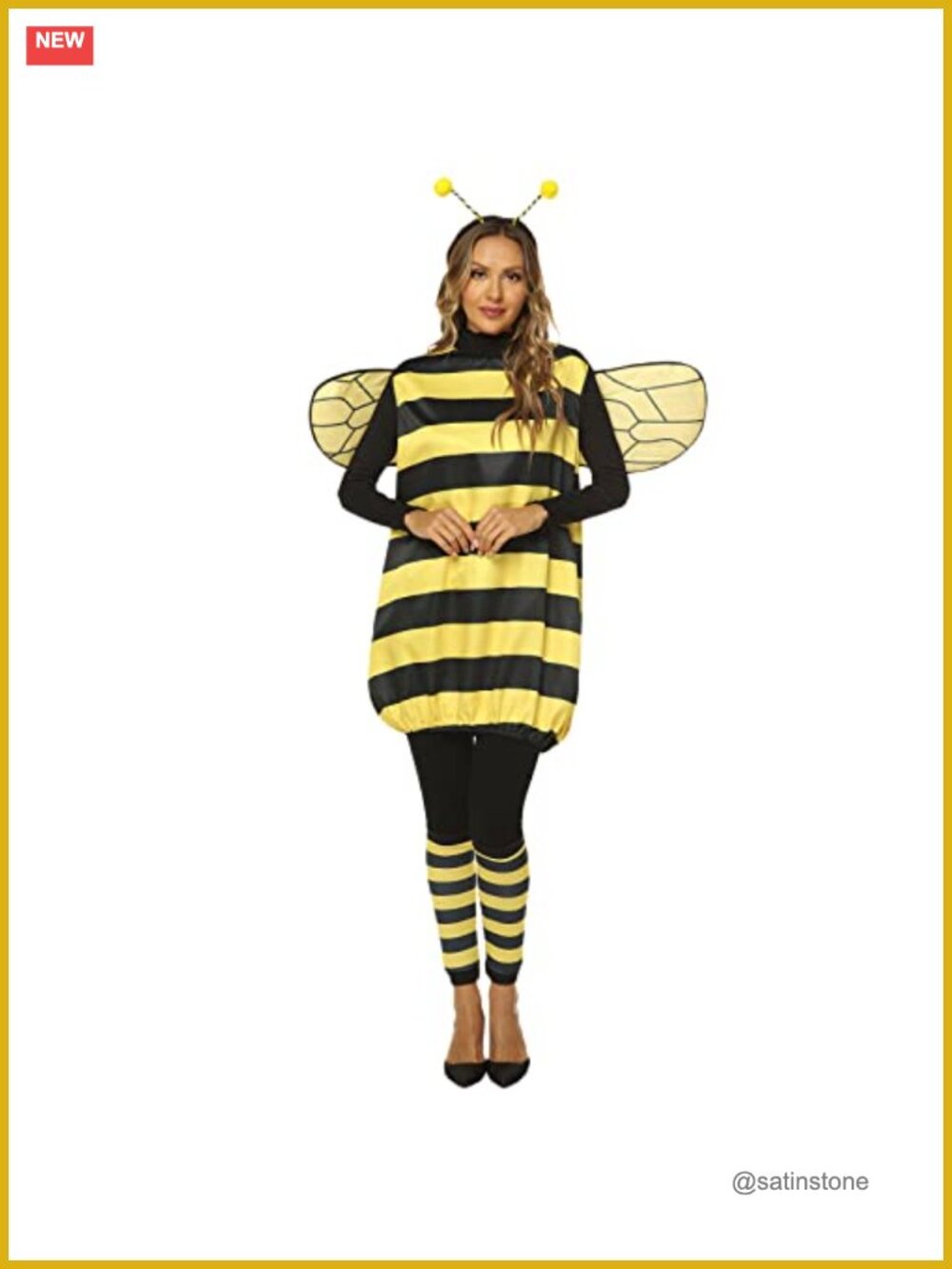 Bee Costume Set Dress Wings Headband Leg Sleeves Halloween Cosplay